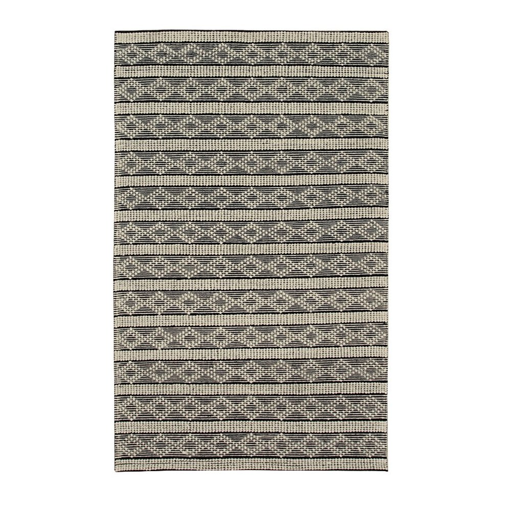 Black Handwoven Wool Contemporary  Durrie Kilim Rug, 4' x 6'